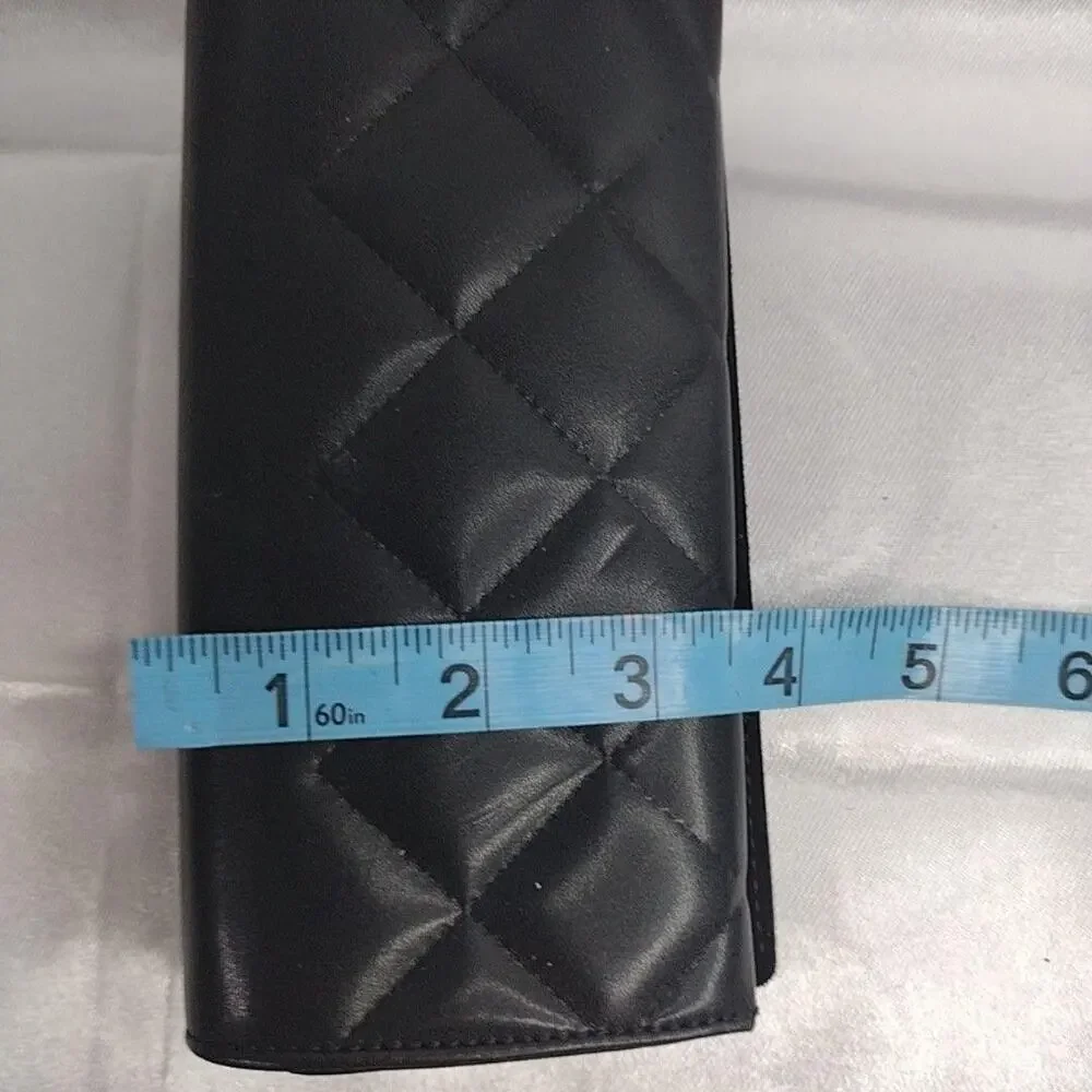 Chanel Eyeglass Sunglass Pouch Black Leather Quilted Logo Slim Case Storage